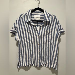 Women’s Blue Stripe cuff sleeve top - Medium